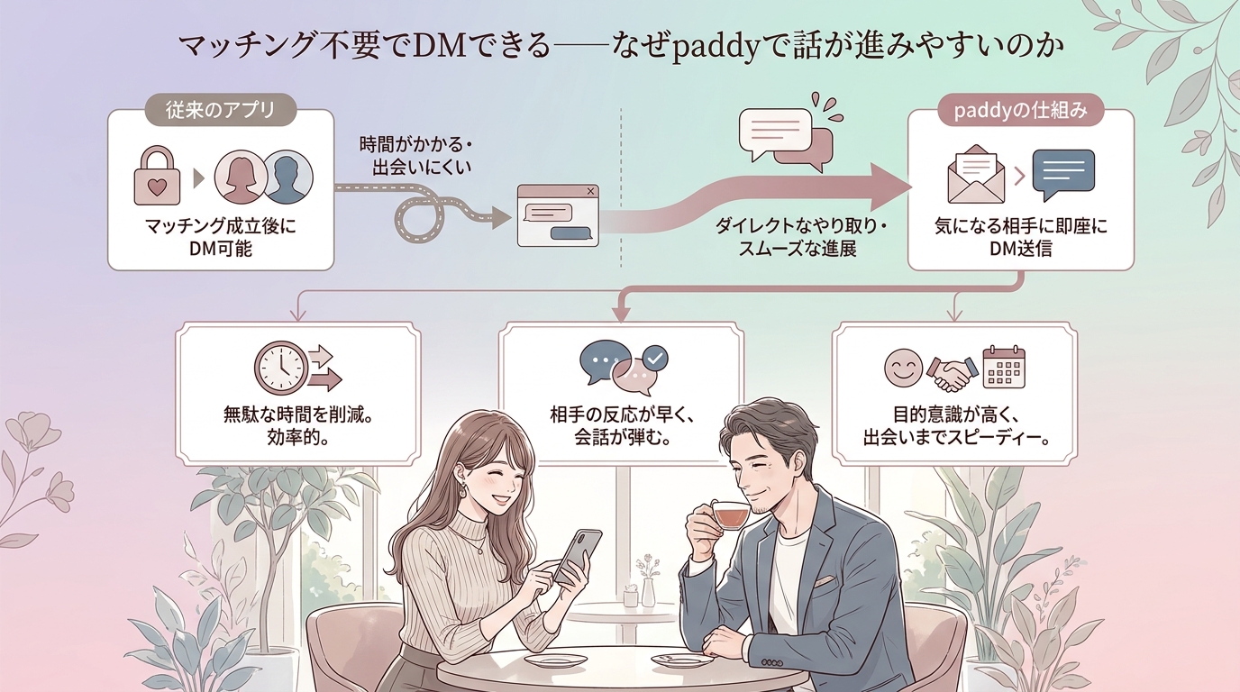 マッチング不要でDMできる——なぜpaddyで話が進みやすいのか