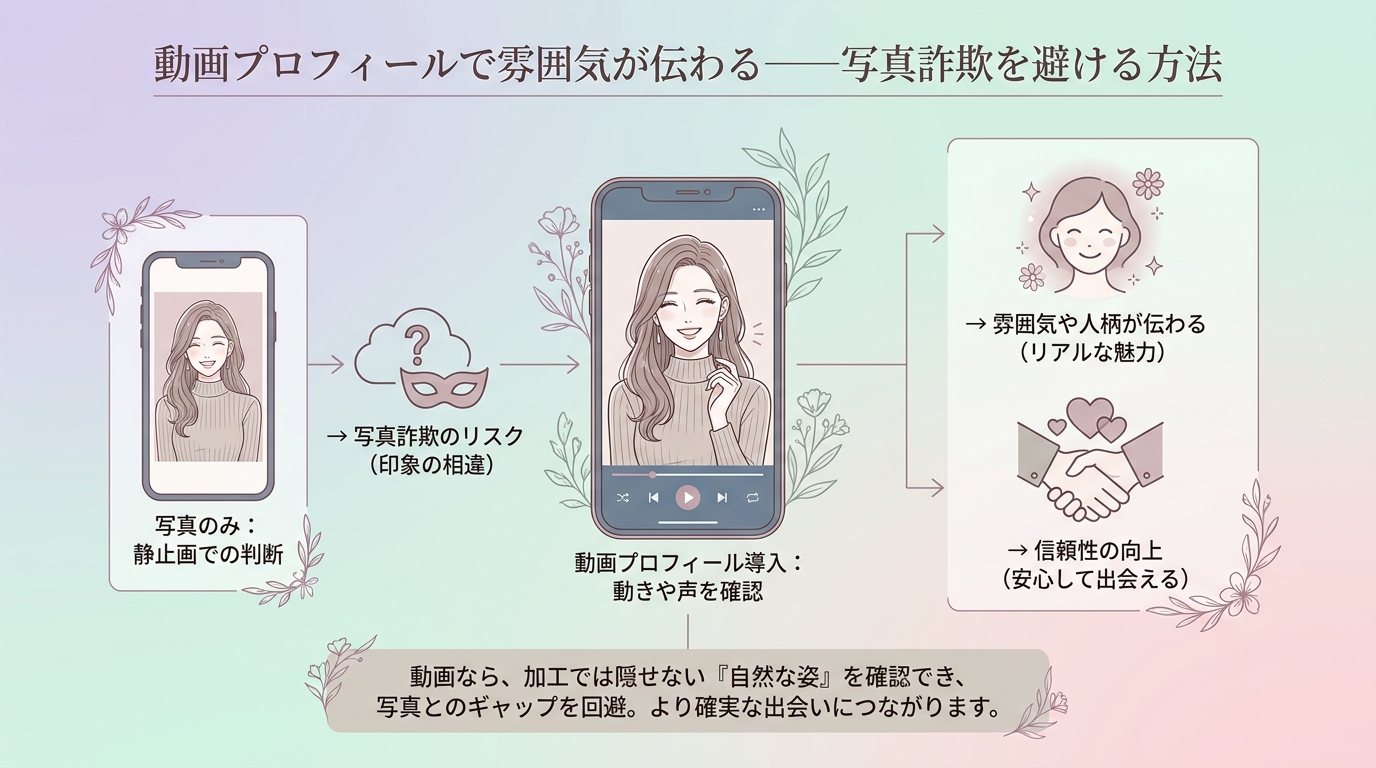 動画プロフィールで雰囲気が伝わる——写真詐欺を避ける方法