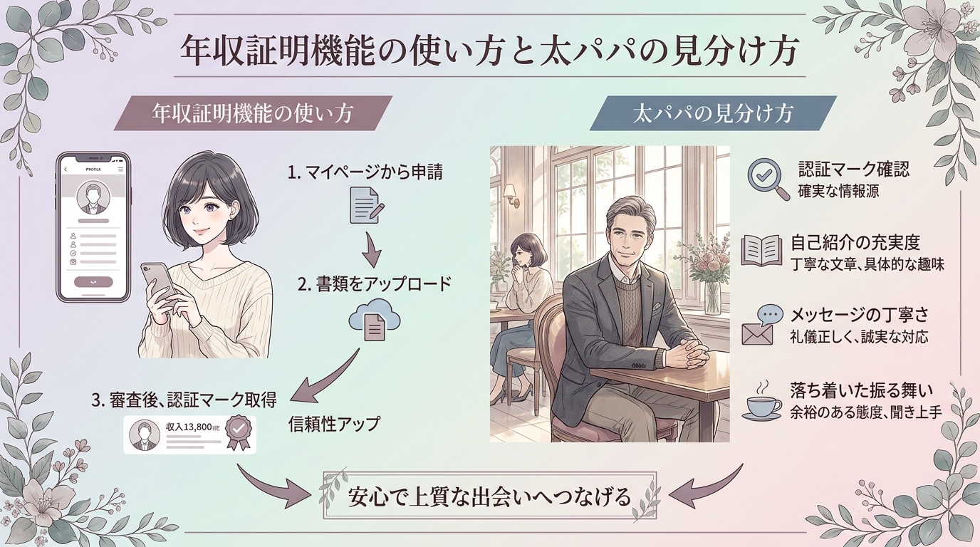 年収証明機能の使い方と太パパの見分け方